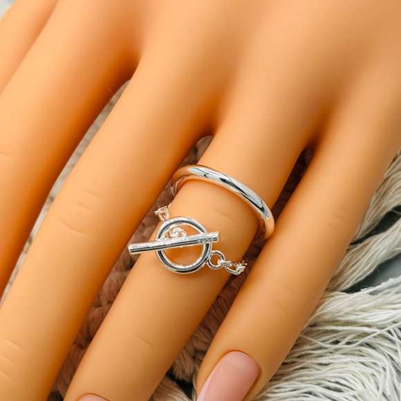 925 Open Minimalist Retro Chain Ring - Picture 4 of 6